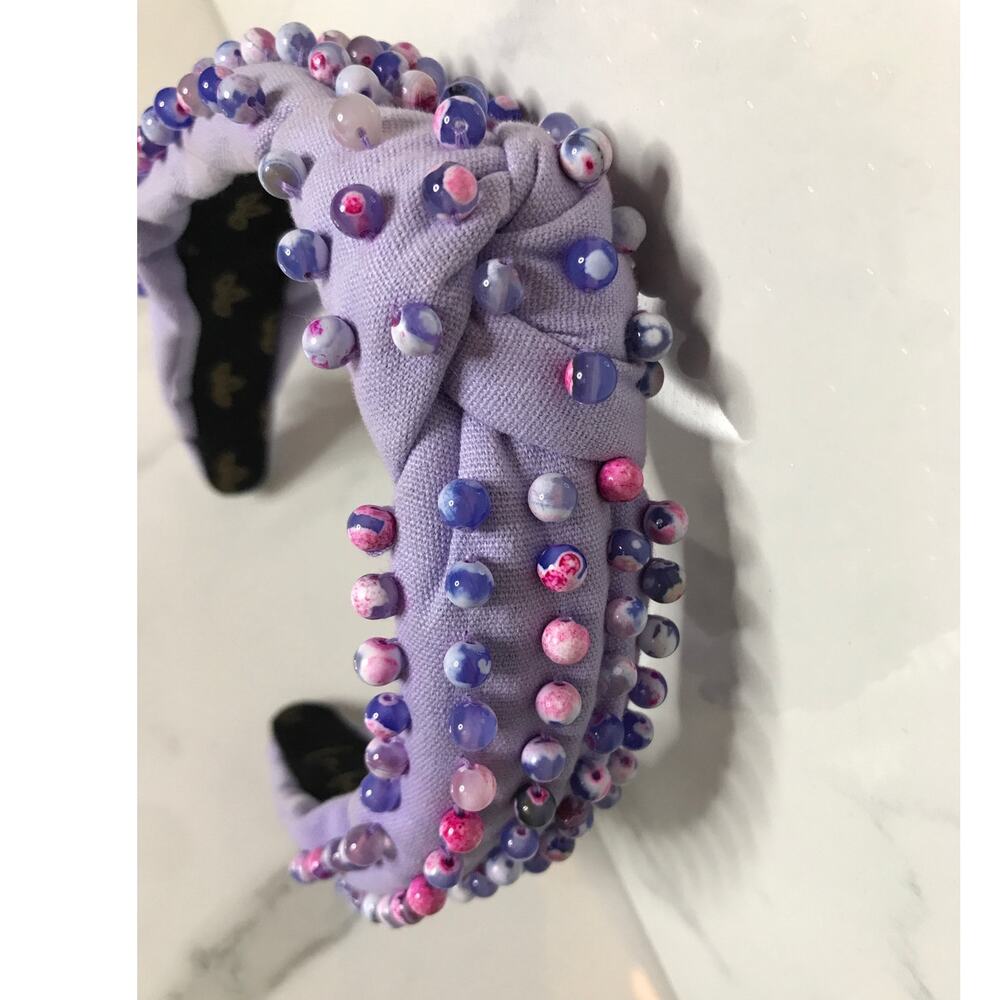 La Bella Lavender Bead Embellished Knotted Headband